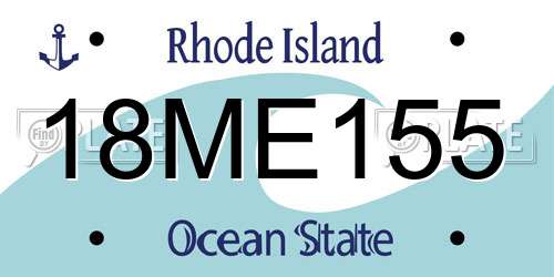 18ME155 Rhode Island License Plate