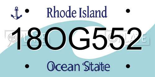 18OG552 Rhode Island License Plate
