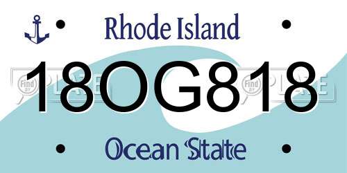 18OG818 Rhode Island License Plate