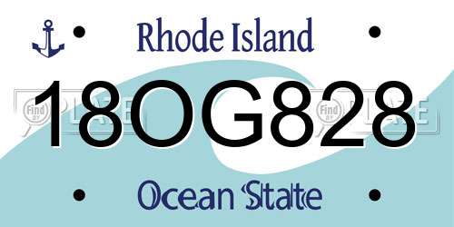 18OG828 Rhode Island License Plate