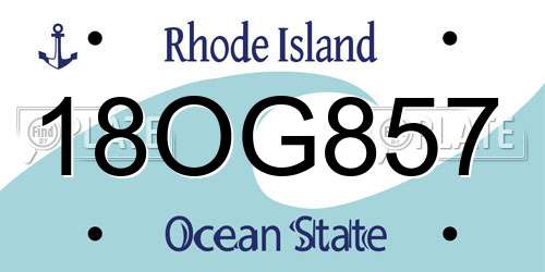 18OG857 Rhode Island License Plate