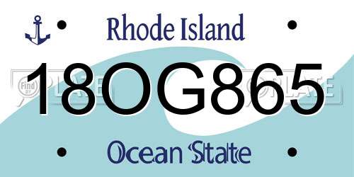 18OG865 Rhode Island License Plate