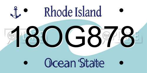 18OG878 Rhode Island License Plate