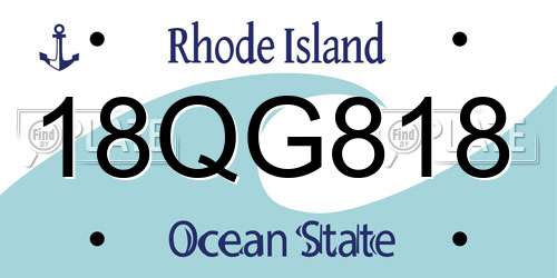 18QG818 Rhode Island License Plate