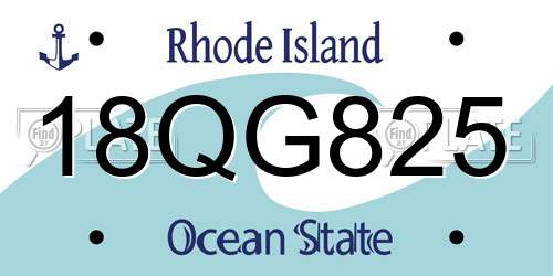 18QG825 Rhode Island License Plate