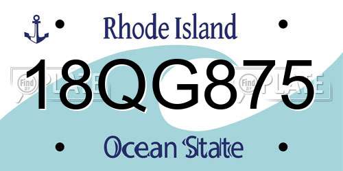 18QG875 Rhode Island License Plate