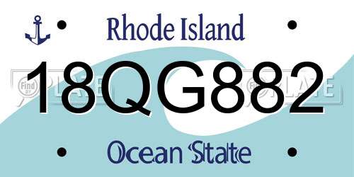 18QG882 Rhode Island License Plate