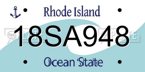 18SA948 Rhode Island License Plate