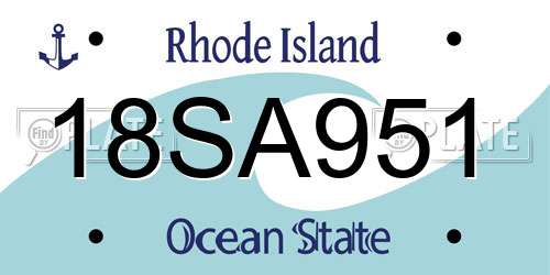 18SA951 Rhode Island License Plate