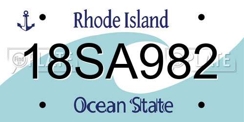 18SA982 Rhode Island License Plate
