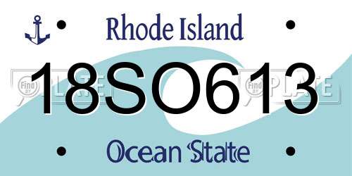 18SO613 Rhode Island License Plate