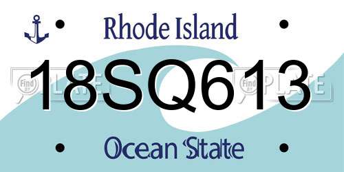 18SQ613 Rhode Island License Plate