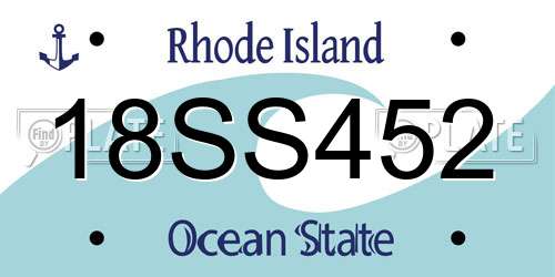 18SS452 Rhode Island License Plate