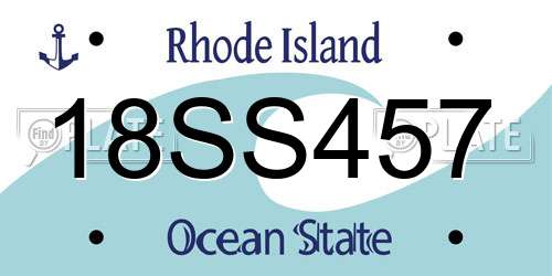 18SS457 Rhode Island License Plate