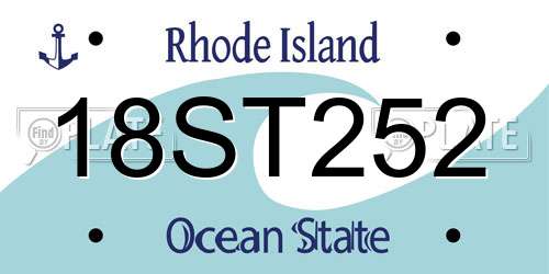 18ST252 Rhode Island License Plate