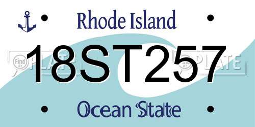 18ST257 Rhode Island License Plate