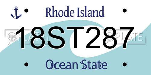 18ST287 Rhode Island License Plate
