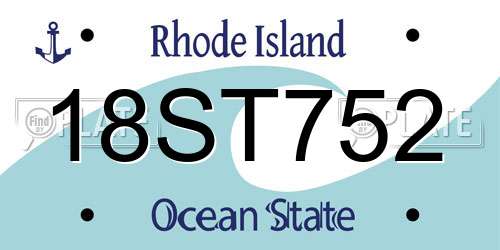 18ST752 Rhode Island License Plate
