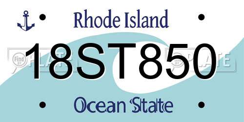 18ST850 Rhode Island License Plate