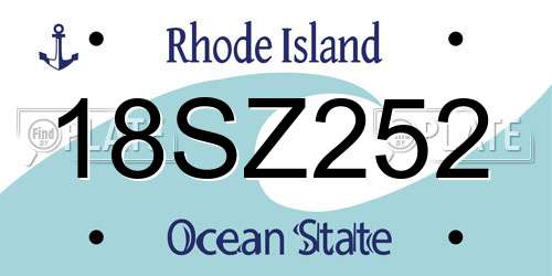 18SZ252 Rhode Island License Plate
