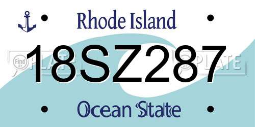 18SZ287 Rhode Island License Plate