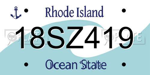 18SZ419 Rhode Island License Plate