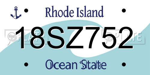 18SZ752 Rhode Island License Plate