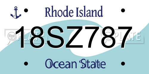 18SZ787 Rhode Island License Plate