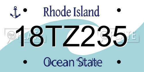 18TZ235 Rhode Island License Plate