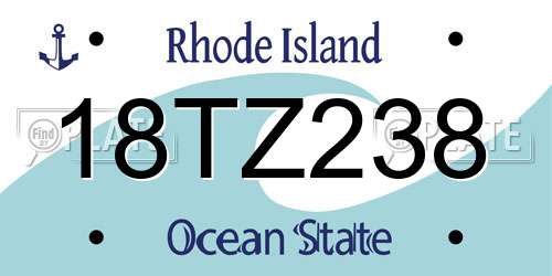18TZ238 Rhode Island License Plate