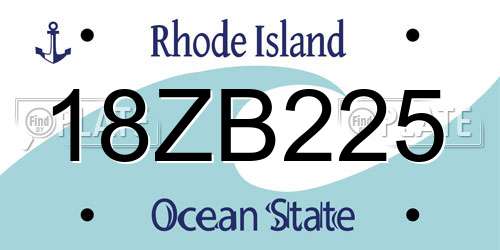 18ZB225 Rhode Island License Plate
