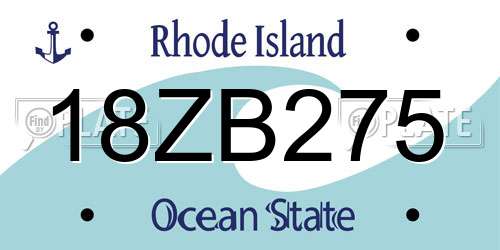 18ZB275 Rhode Island License Plate
