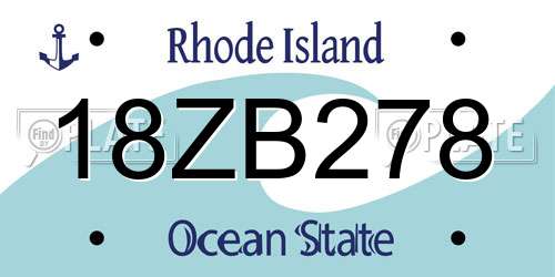 18ZB278 Rhode Island License Plate