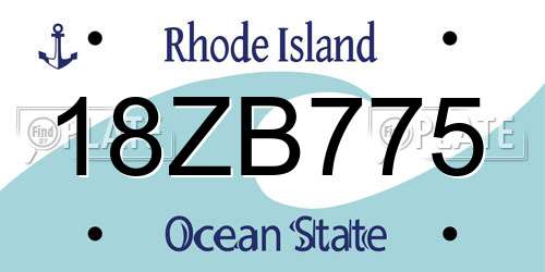 18ZB775 Rhode Island License Plate