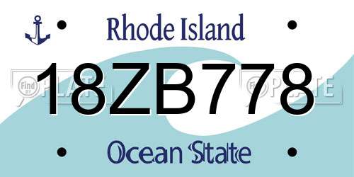 18ZB778 Rhode Island License Plate