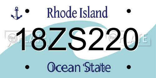 18ZS220 Rhode Island License Plate