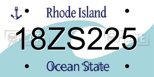 18ZS225 Rhode Island License Plate