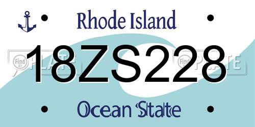 18ZS228 Rhode Island License Plate