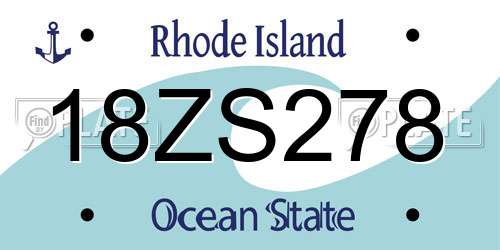 18ZS278 Rhode Island License Plate