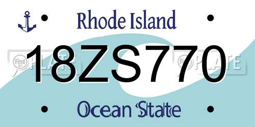 18ZS770 Rhode Island License Plate