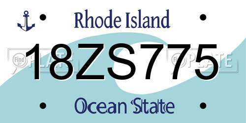18ZS775 Rhode Island License Plate