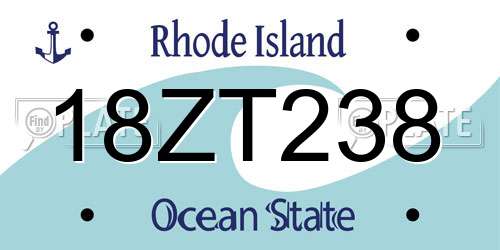 18ZT238 Rhode Island License Plate