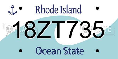18ZT735 Rhode Island License Plate
