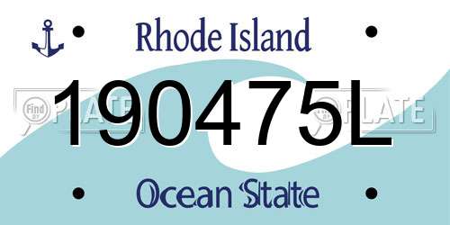 190475L Rhode Island License Plate