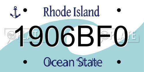 1906BF0 Rhode Island License Plate