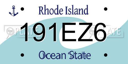 191EZ6 Rhode Island License Plate