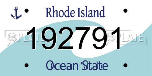 192791 Rhode Island License Plate