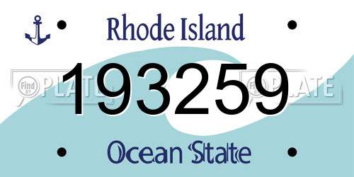 193259 Rhode Island License Plate
