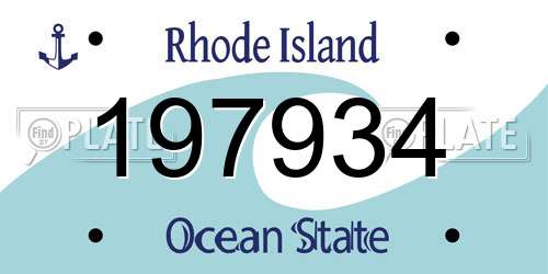 197934 Rhode Island License Plate
