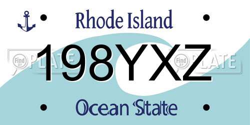 198YXZ Rhode Island License Plate